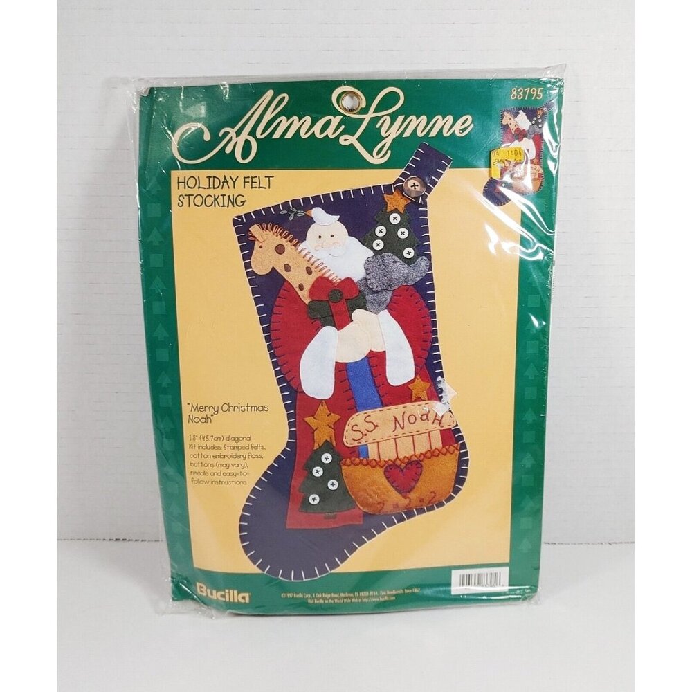 Bucilla Alma Lynne #83795 Stocking Felt Merry Christmas Noah NEW